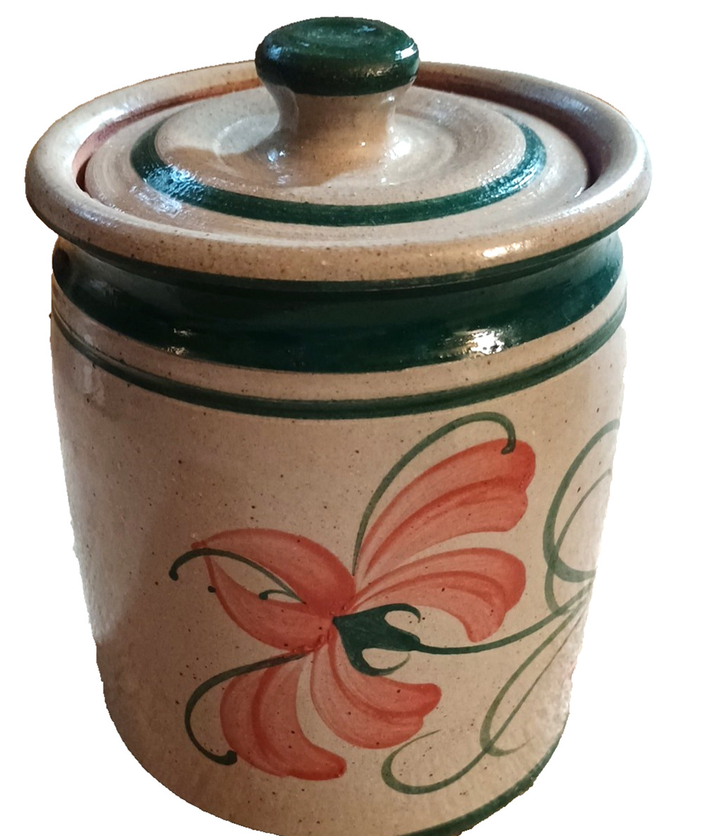 Vtg Westerwald Pottery 6.5" Stoneware Crock Signed Phil Schaltenbrand PA w lid